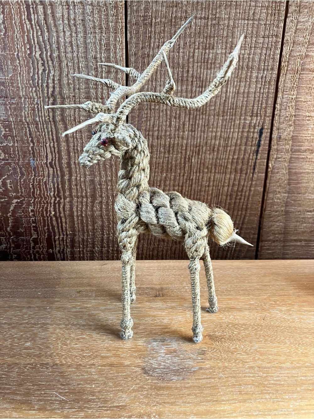 Vintage MCM rope reindeer figurine Christmas decor